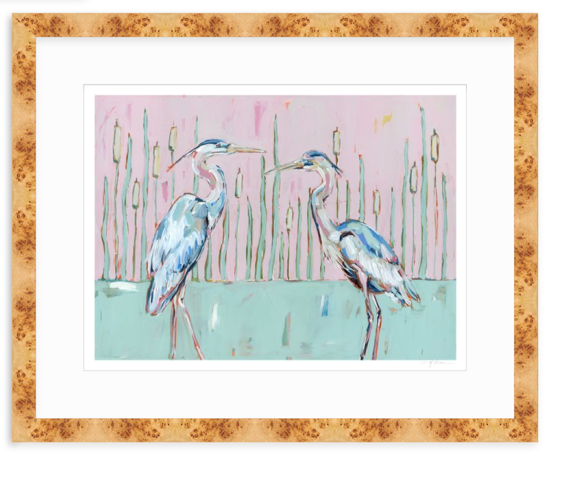 "Follow Your Path" blue herons on paper