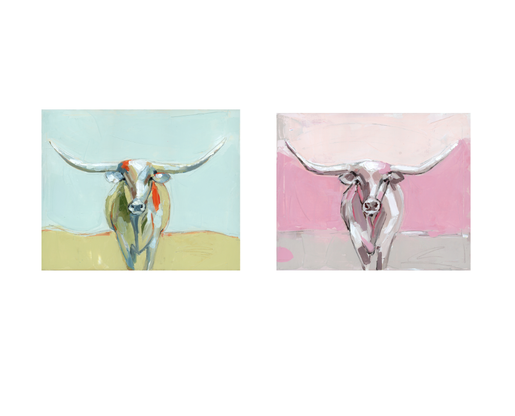 Longhorns (sets of 2 or 4) on paper