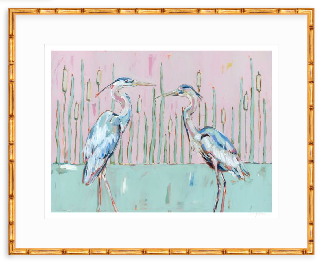 "Follow Your Path" blue herons on paper