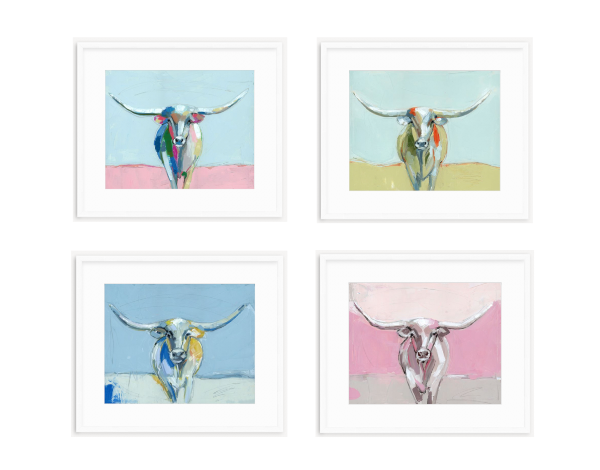 Longhorns (sets of 2 or 4) on paper