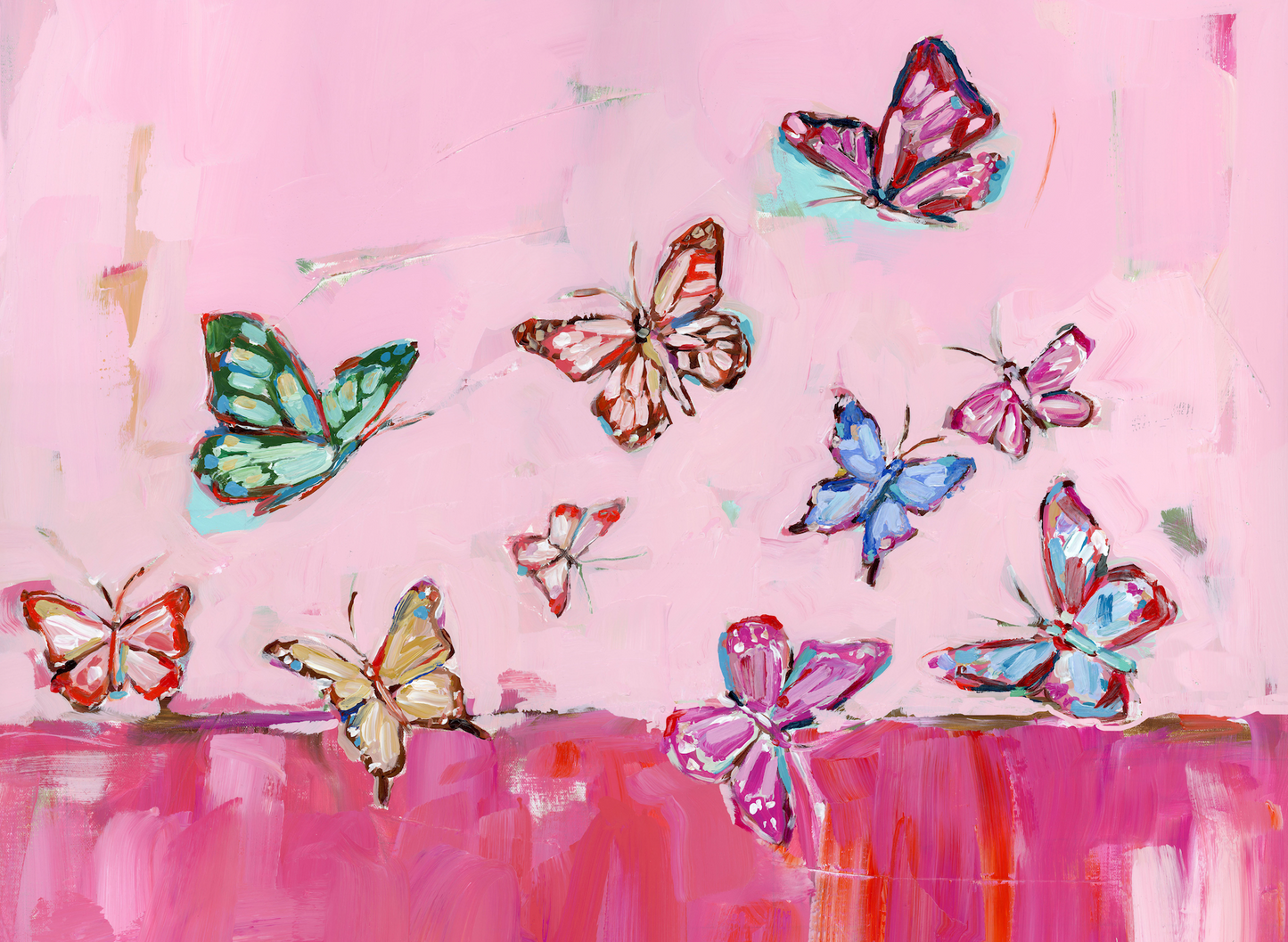 "Butterfly Wishes" Hot Pink on paper