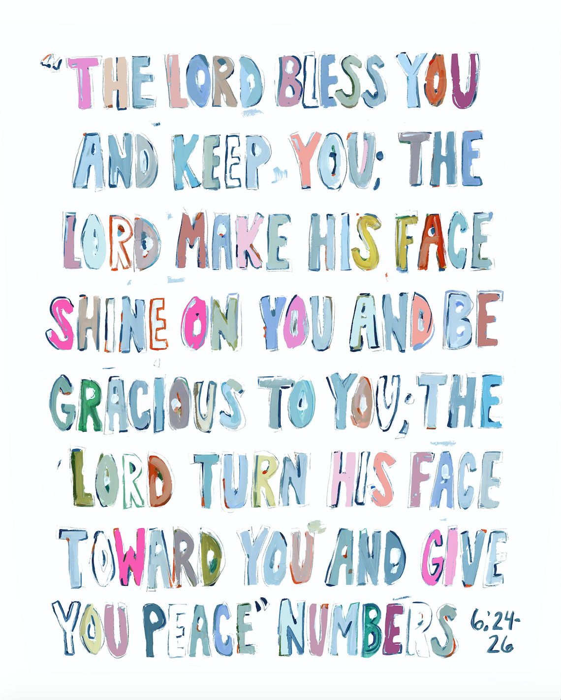 Numbers 6: 24-26 PINKS on paper