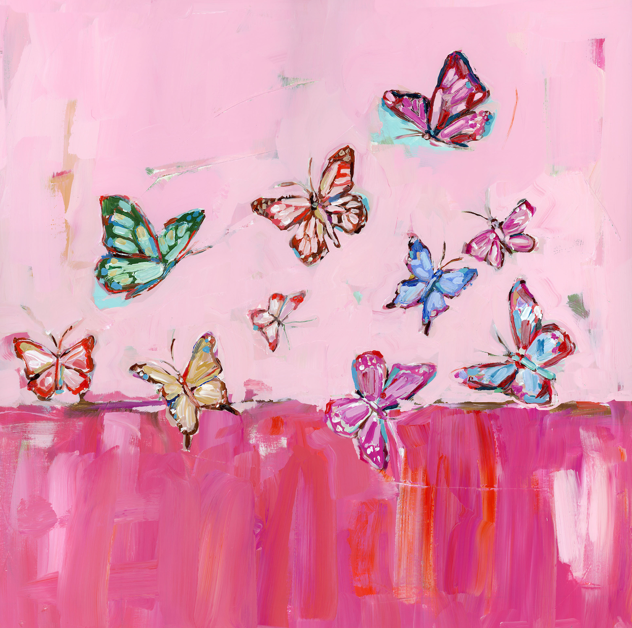 "Butterfly Wishes" Hot Pink on paper