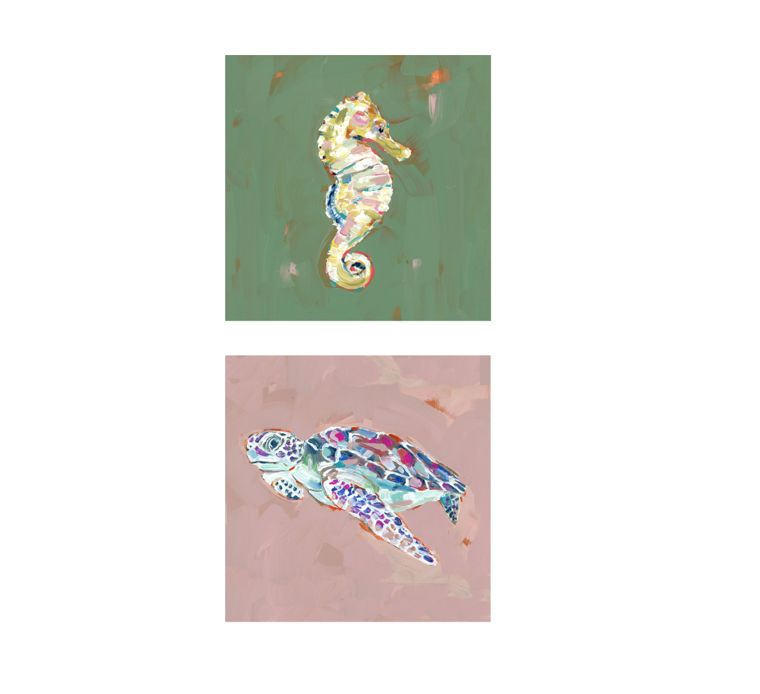 "Coastal Love" sets on paper