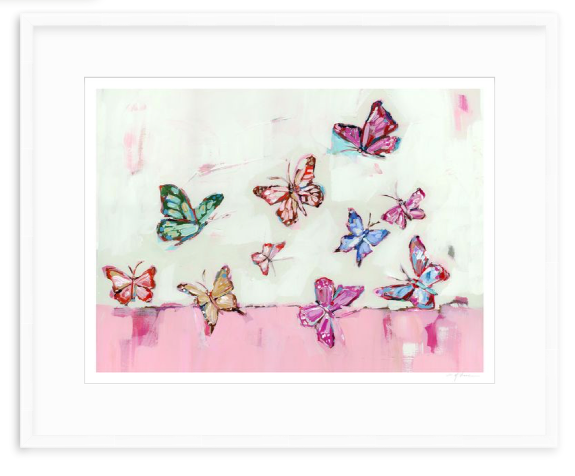 "Butterfly Wishes" Light Pink on paper