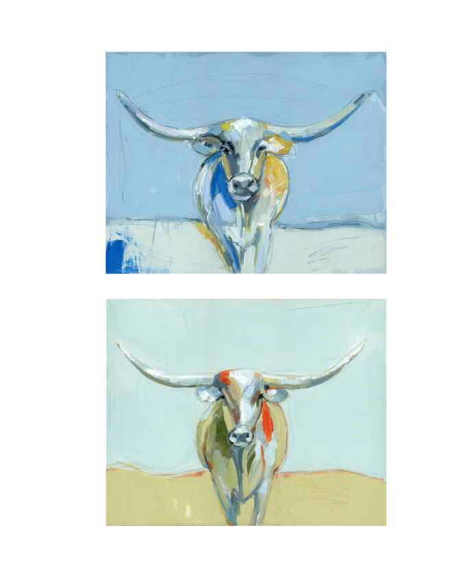 Longhorns (sets of 2 or 4) on paper