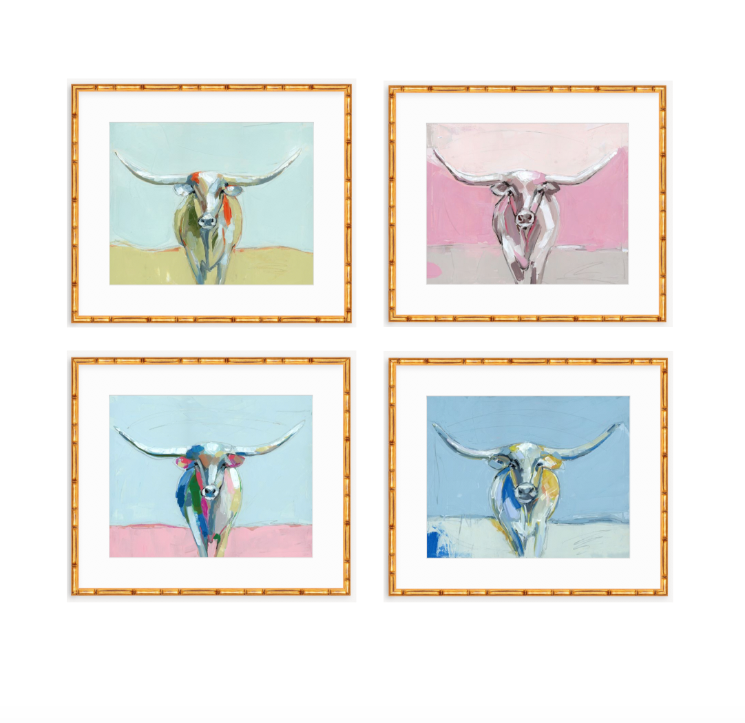 Longhorns (sets of 2 or 4) on paper