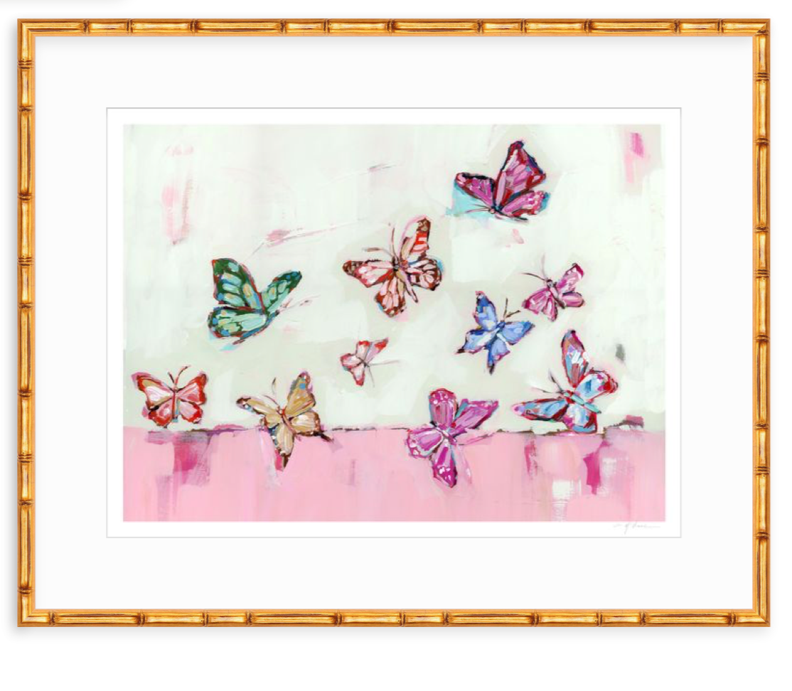"Butterfly Wishes" Light Pink on paper