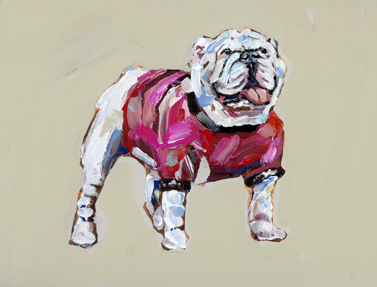 "Bulldog Red Shirt" on paper