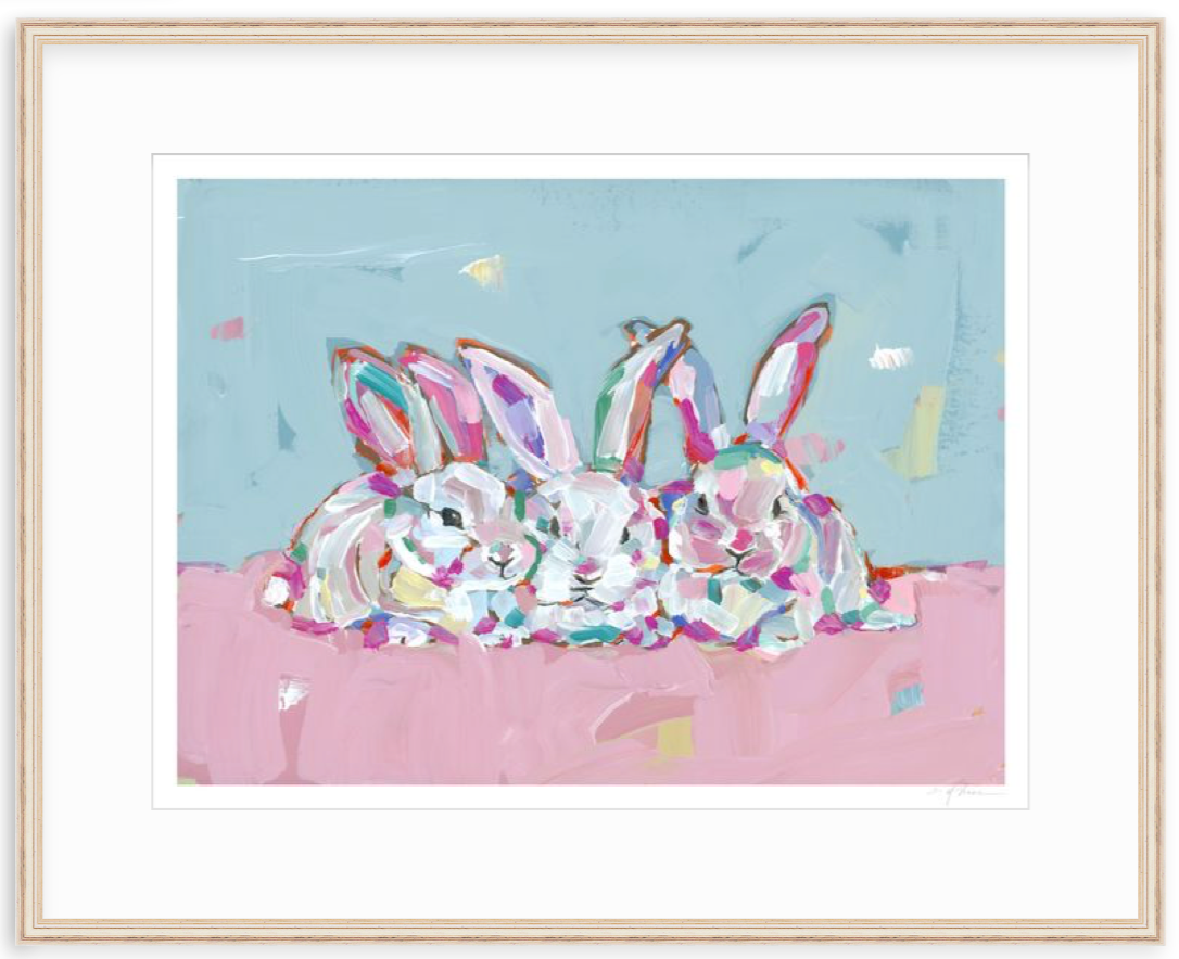 "Hip Hap Hop" bunnies on paper