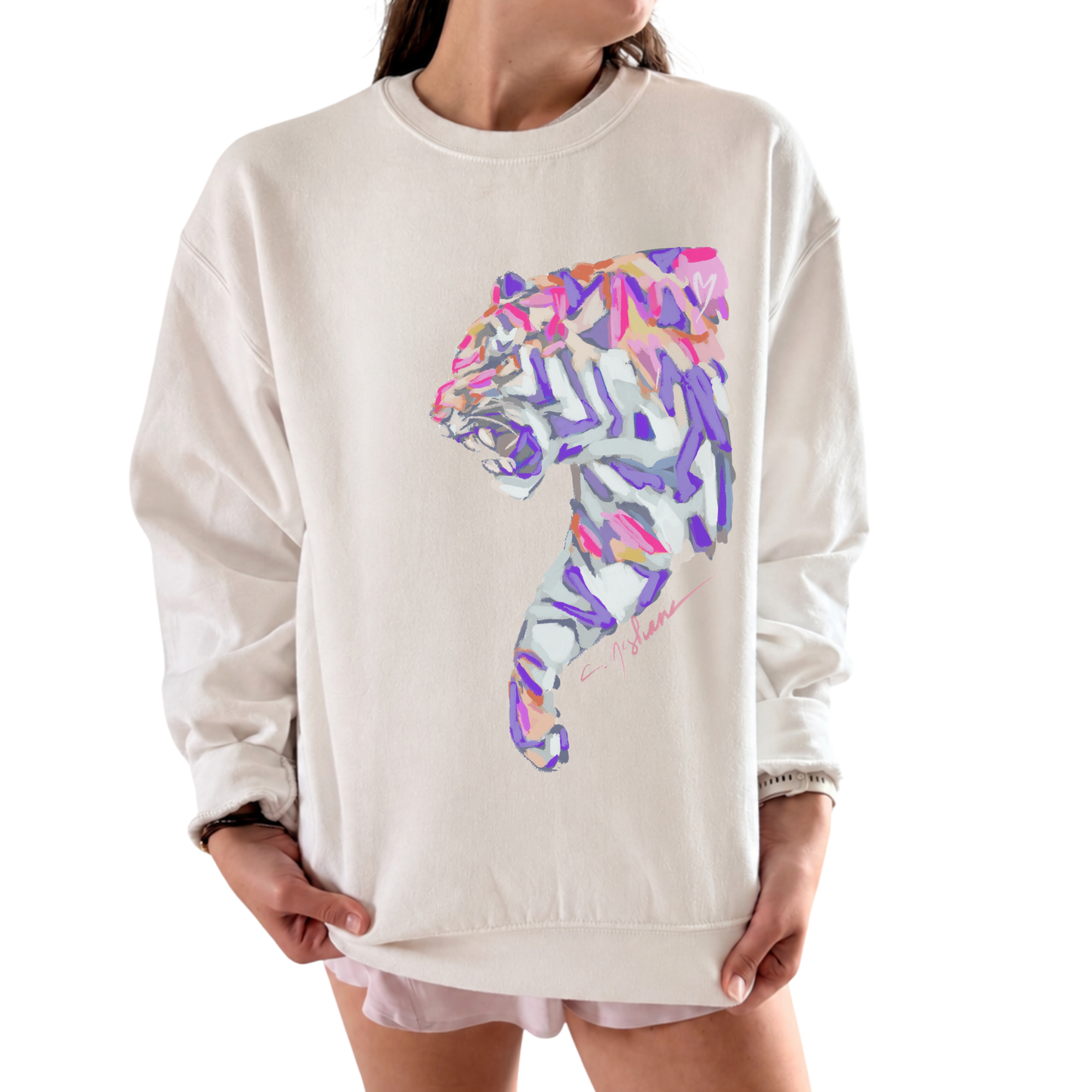 "Tiger Purple & Pink Roar" Art Sweatshirt
