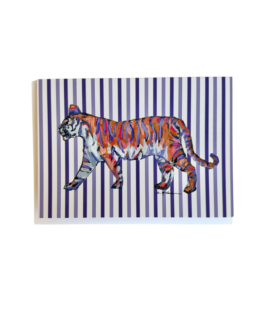 "Tiger Purple & Orange Standing" framable card
