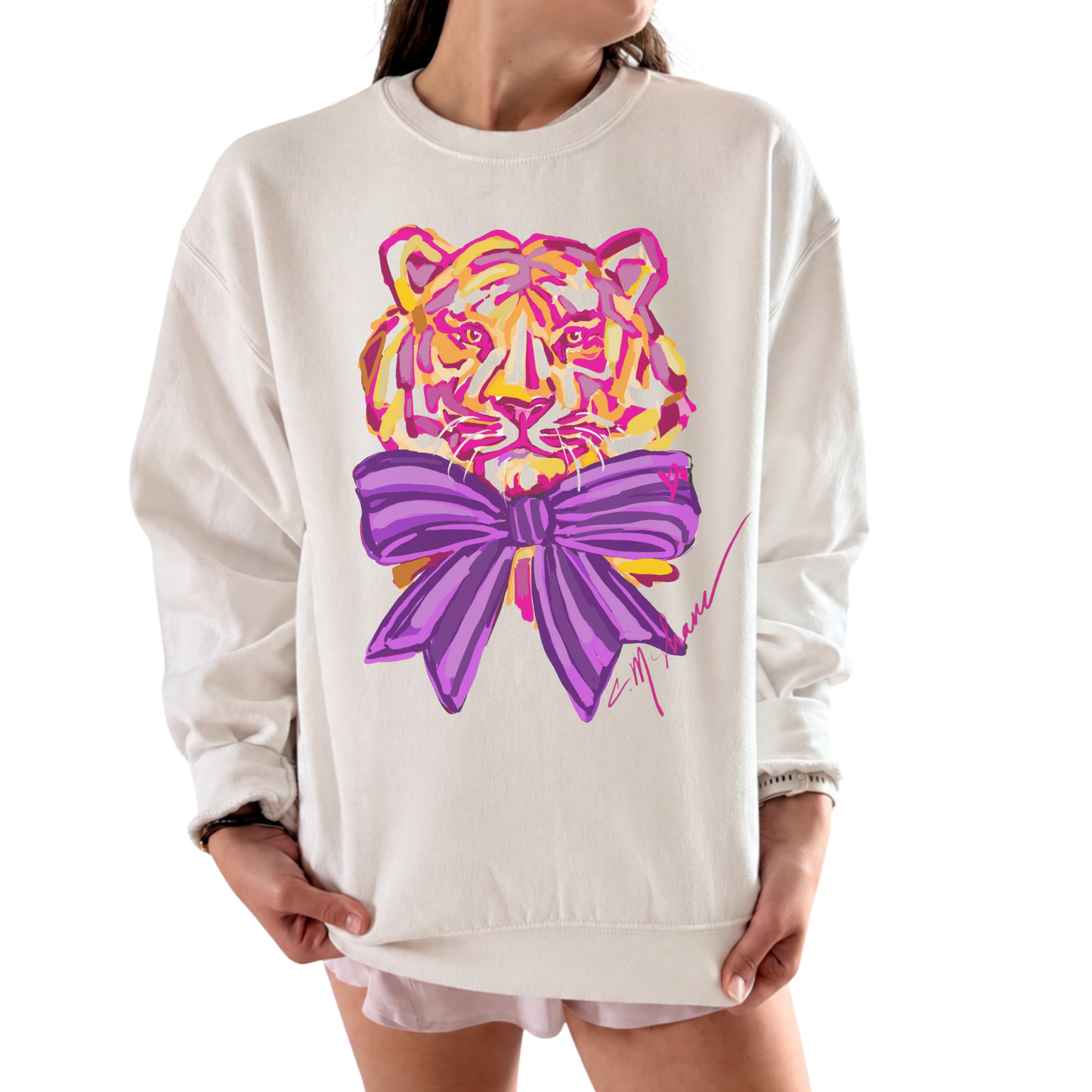 "Tiger Purple Love" Art Sweatshirt