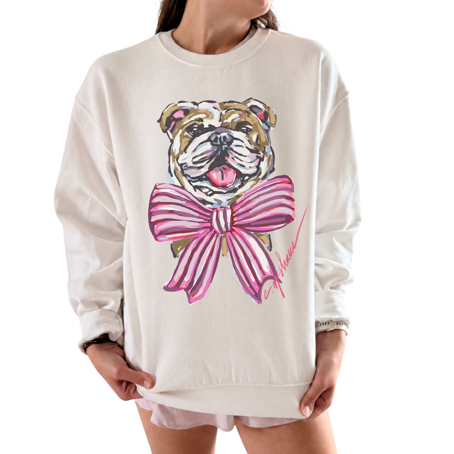 "Bulldog Maroon/Pink" Art Sweatshirt