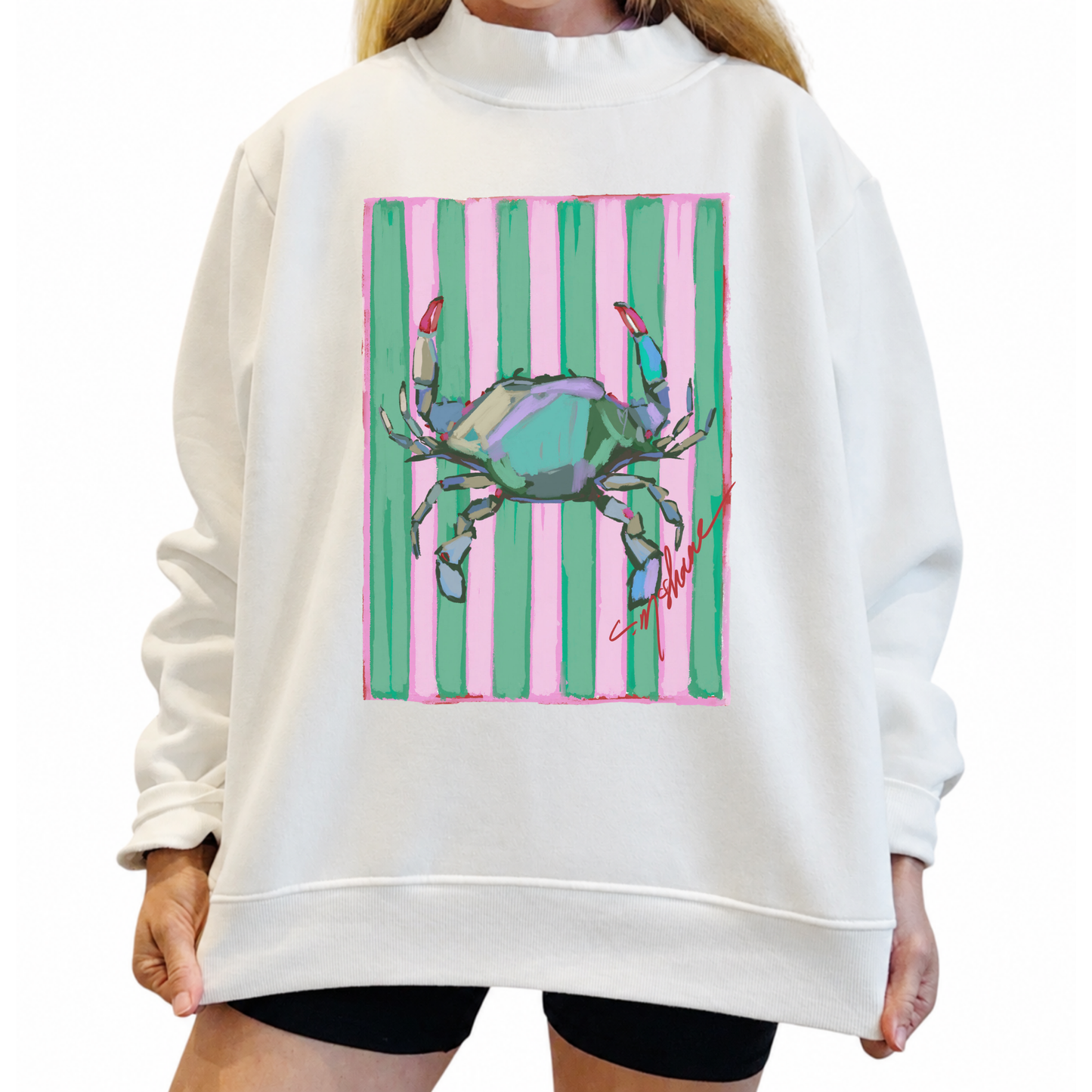 "Happy As a Crab" Mock Neck (One Size)