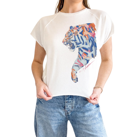 "Tiger Blue Roar" Edgy-Short Sleeve Shirt