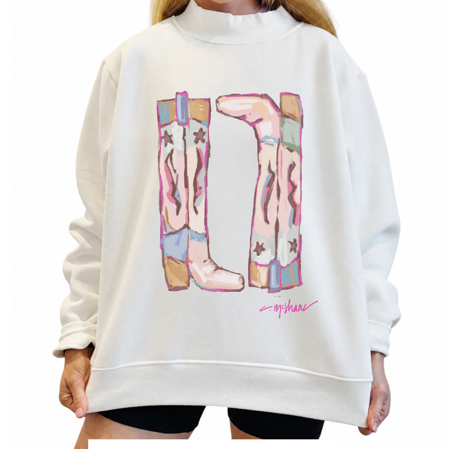 "Cowgirl Up Pinks" Mock Neck (One Size)