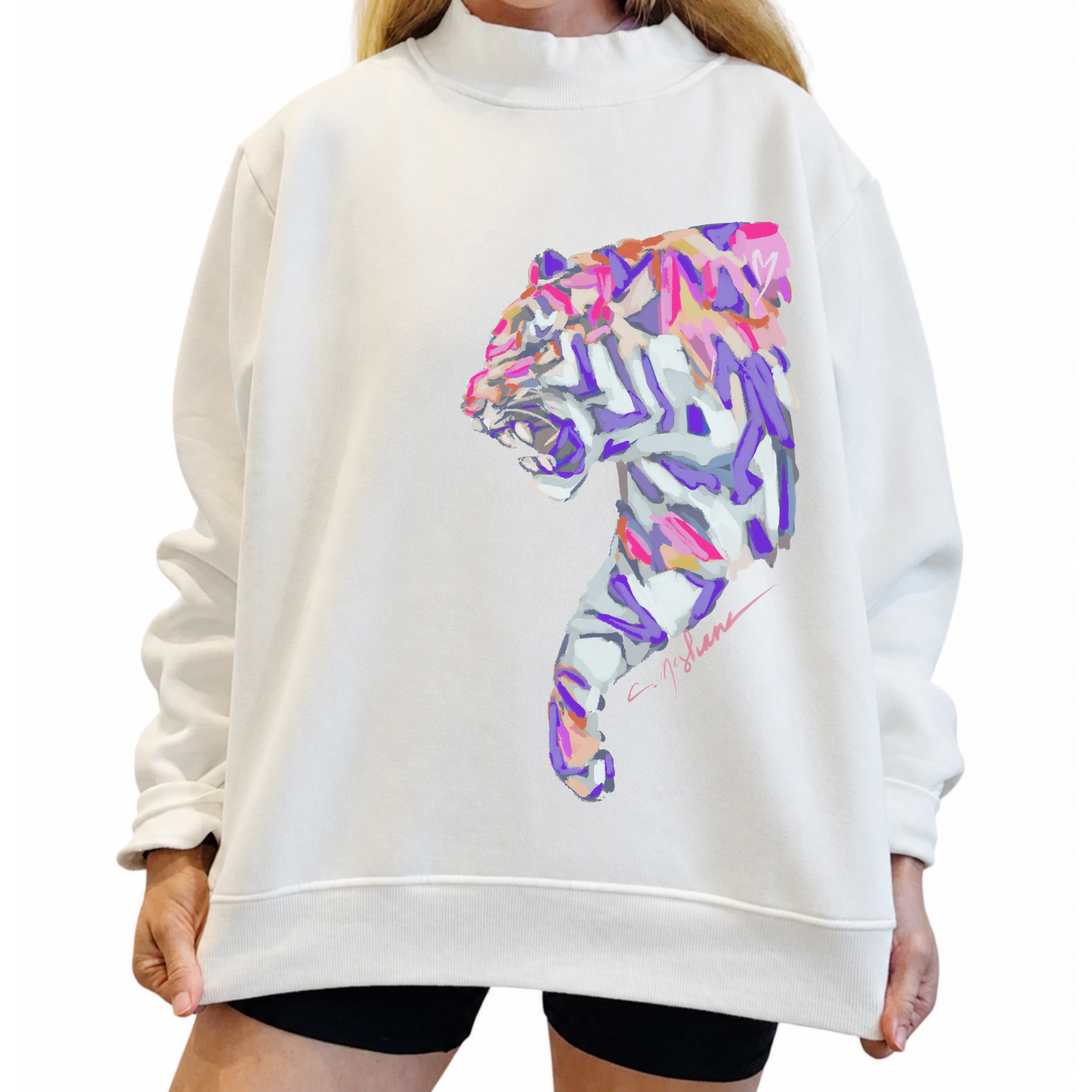 "Tiger Purple & Pink Roar" Mock Neck (One Size)