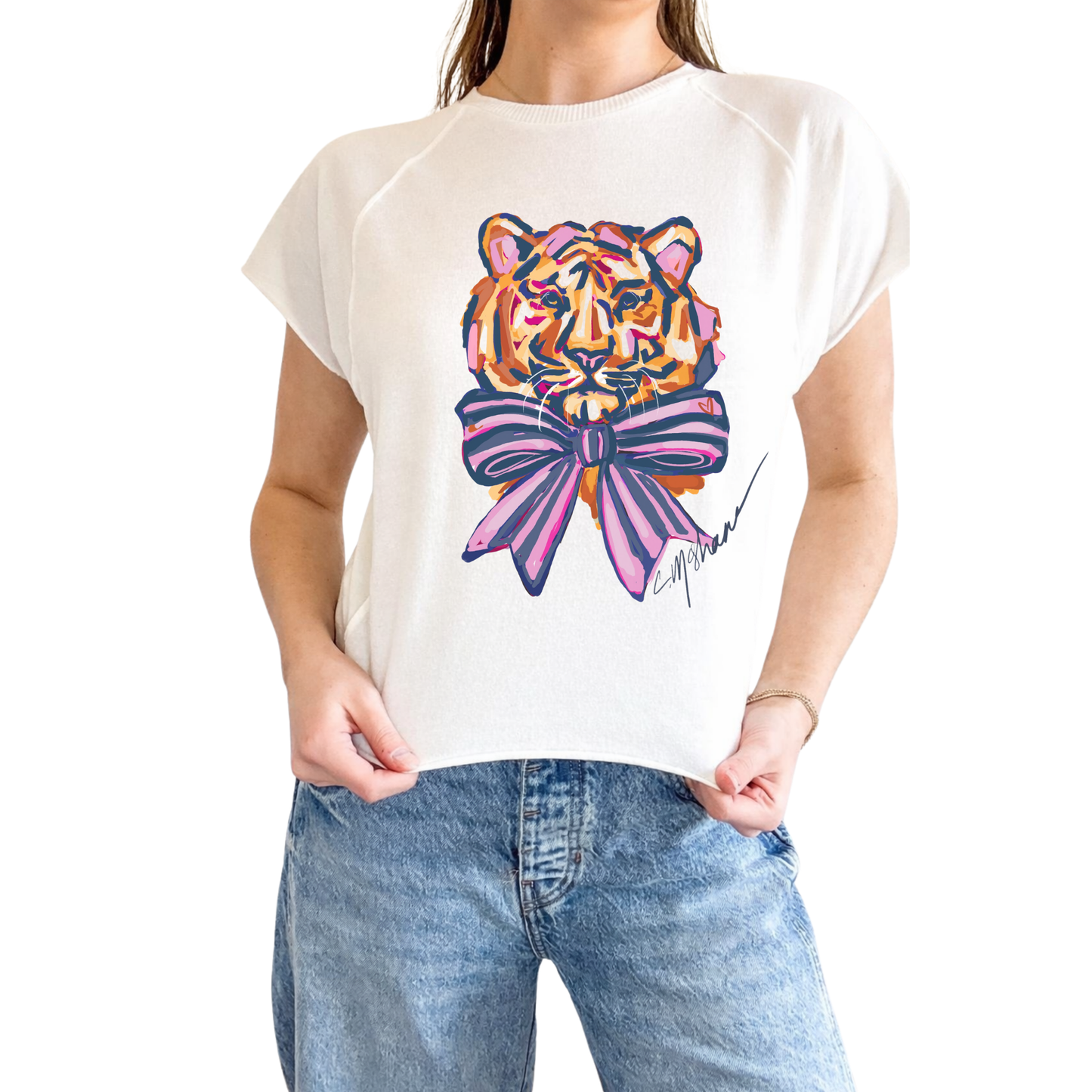 "Tiger Blue Love" Edgy-Short Sleeve Shirt