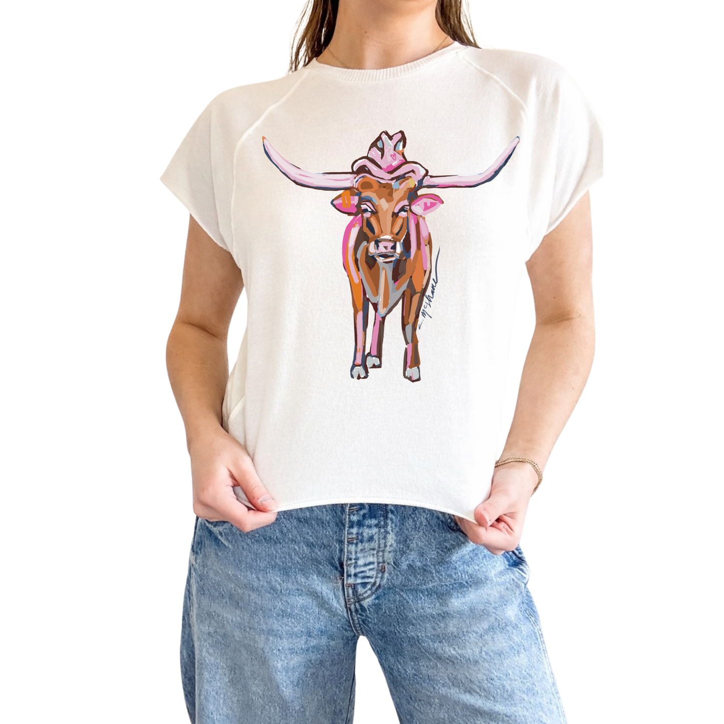 "Longhorn Love" Edgy-Short Sleeve Shirt