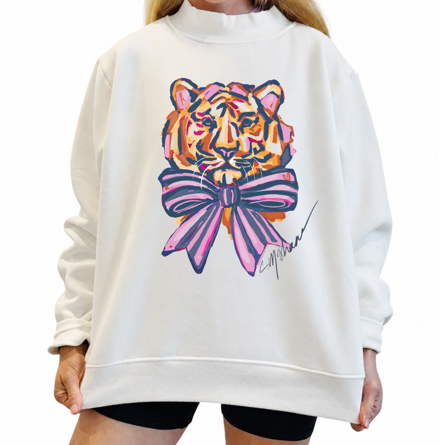 "Tiger Blue Love" Mock Neck (One Size)