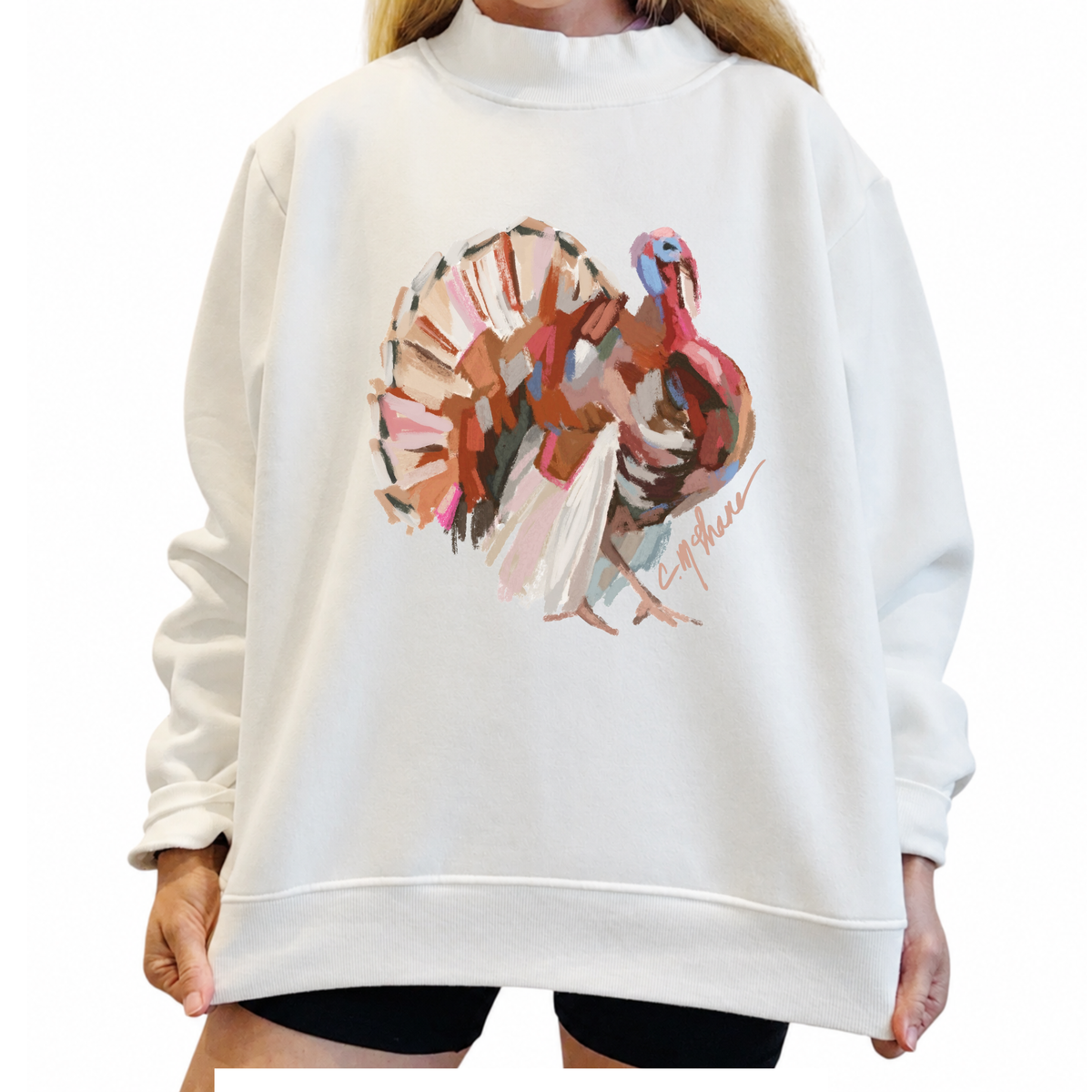 "Gobble Gobble" Turkey Mock Neck (One Size)