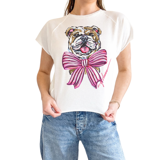 "Bulldog Maroon/Pink" Edgy-Short Sleeve Shirt