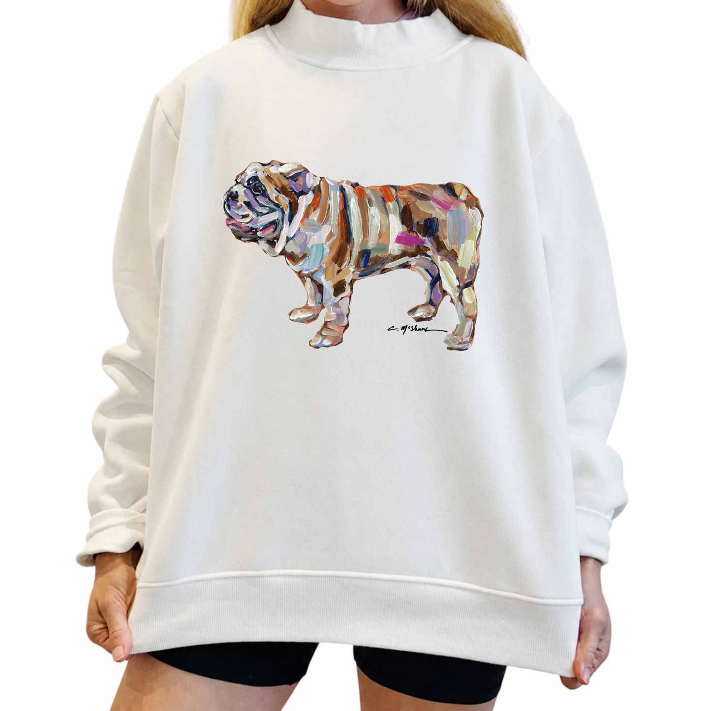 "Bulldog Abstract" Mock Neck (One Size)