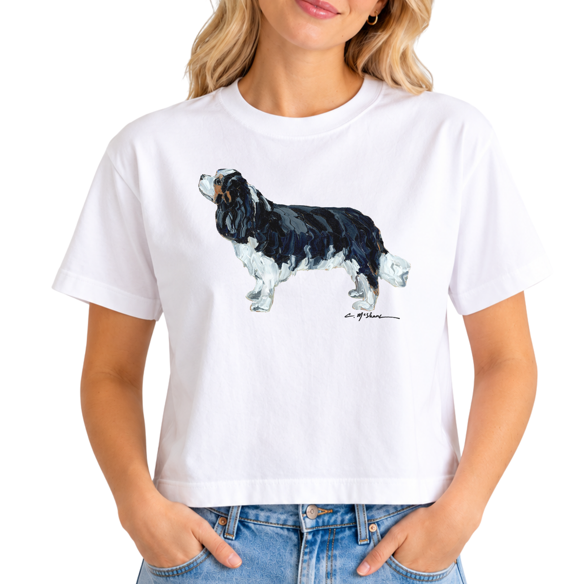 "Tri Color Cavalier King Charles Spaniel" Dog Comfort Color Art-T-shirt