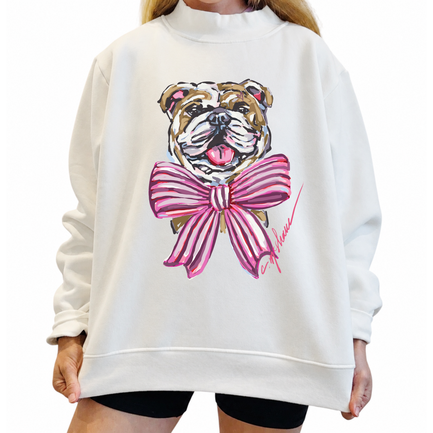 "Bulldog Maroon/Pink Love" Mock Neck (One Size)