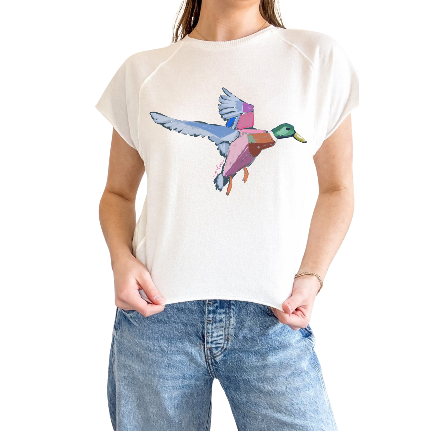 "Take Flight Pinks" Mallard Duck Edgy-Short Sleeve Shirt