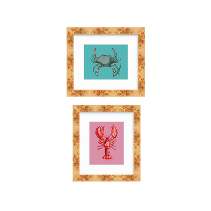 Coastal Catch set of two fine art prints featuring original Blue Crab and Lobster artwork by Chelsea McShane.