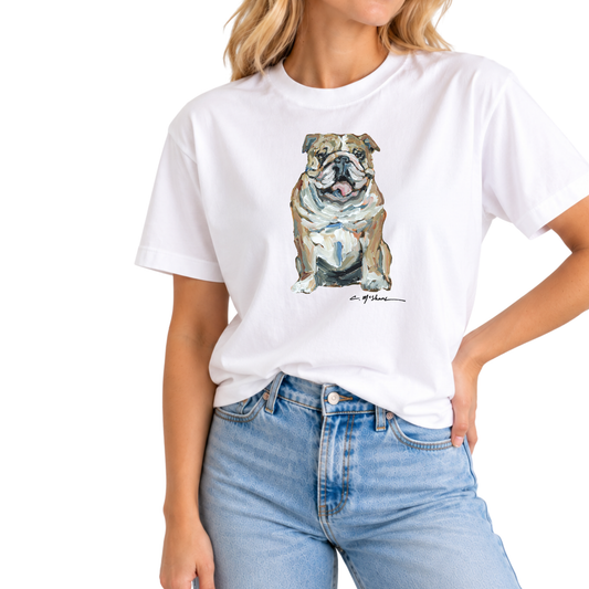"Fawn & White Bulldog" Dog Comfort Color Art-T-shirt