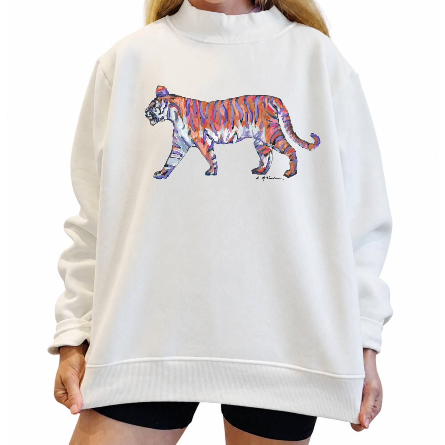 "Tiger Purple & Orange Side" Mock Neck (One Size)