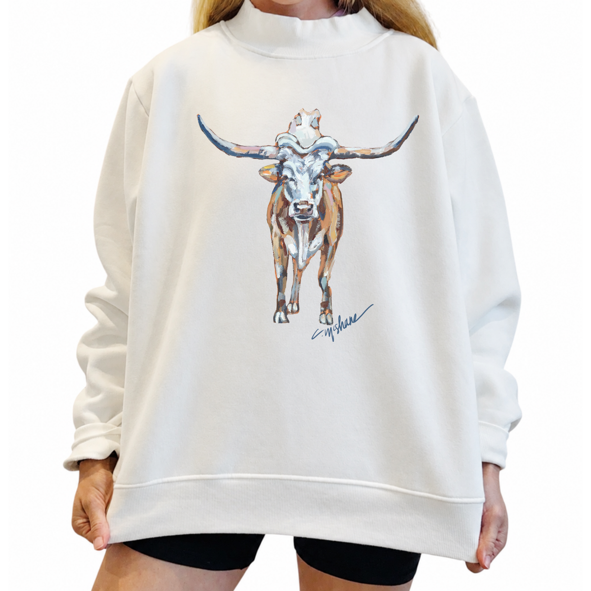 "Longhorn Charm" Mock Neck (One Size)