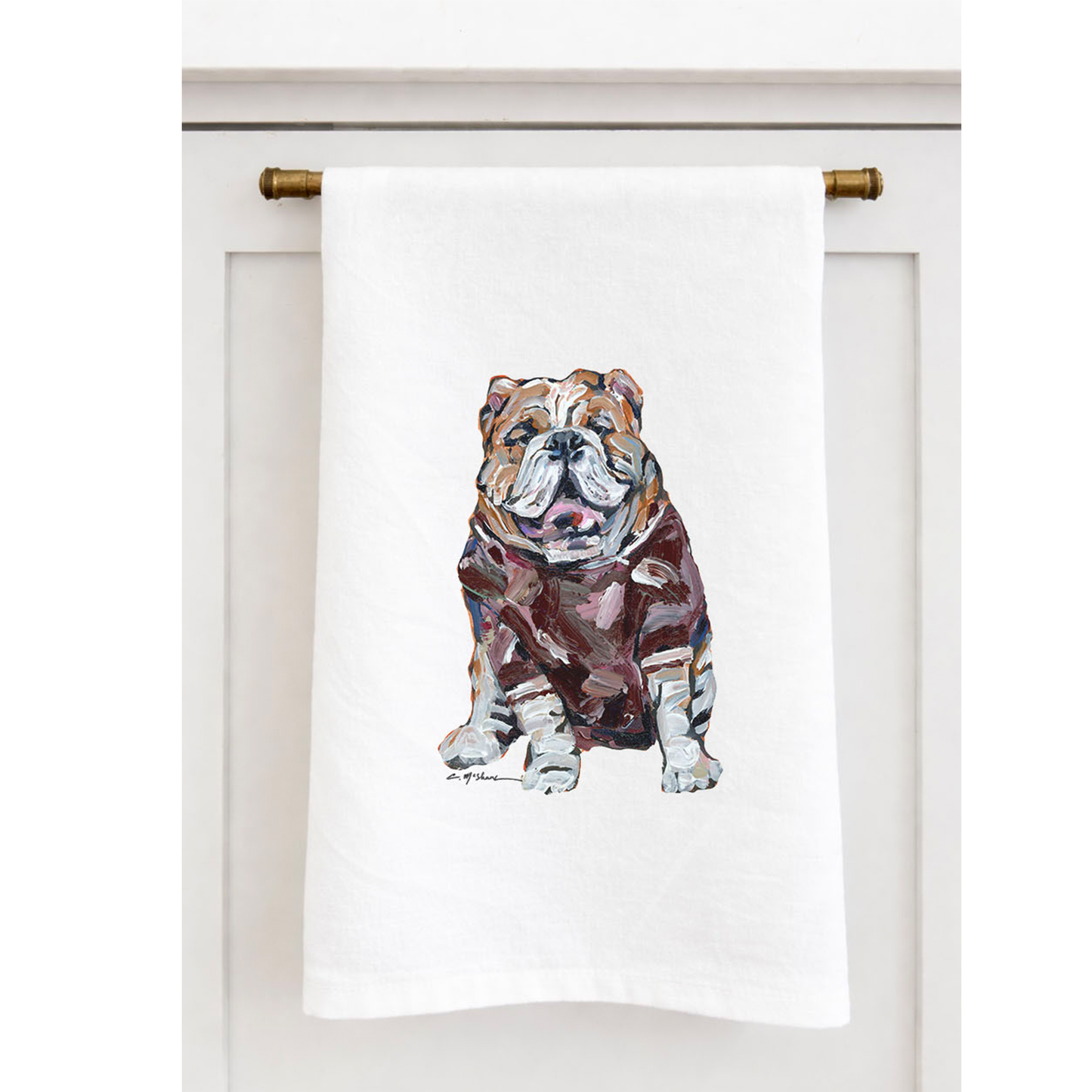 "Bulldog Maroon" Tea Towel