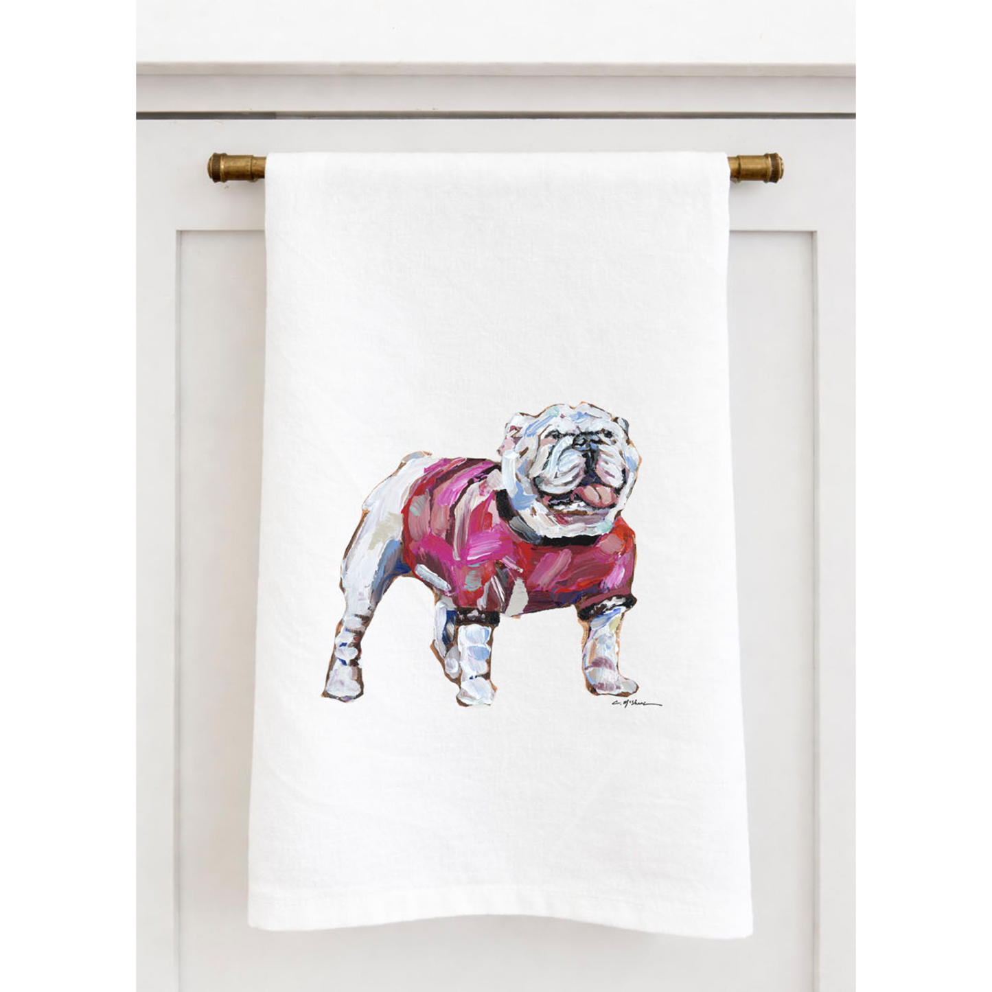"Bulldog Red" Tea Towel