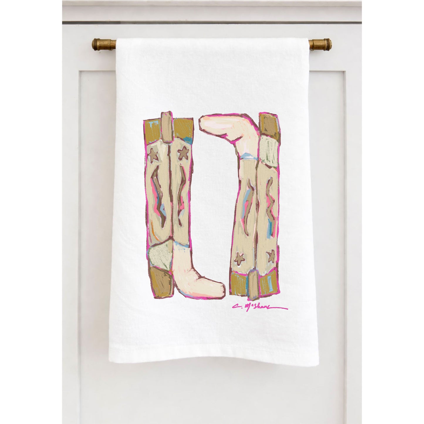 Cowgirl Up Cowboy Boots Tea Towel