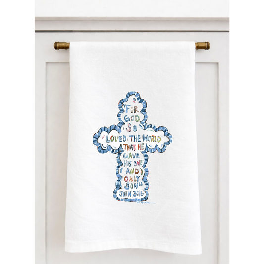 "He Saved Cross" Tea Towel
