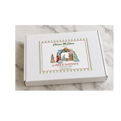Nativity Set ( Case of 4 Boxed Sets) 11-Piece Acrylic Christmas Nativity Set