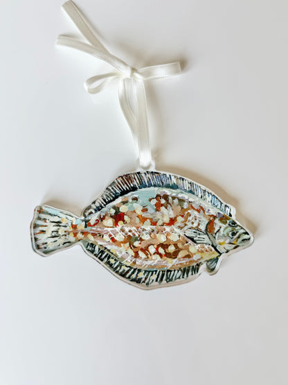 Flounder Fish Christmas Acrylic Ornament | Wreath Charm