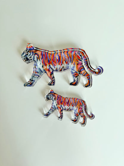 "Tiger Purple & Orange Standing" acrylic shelfie