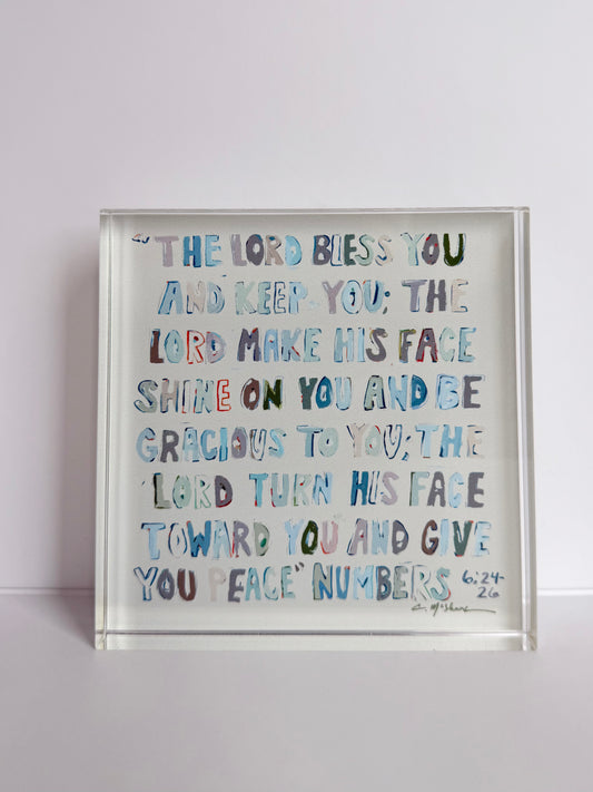 "Numbers Neutral" acrylic block