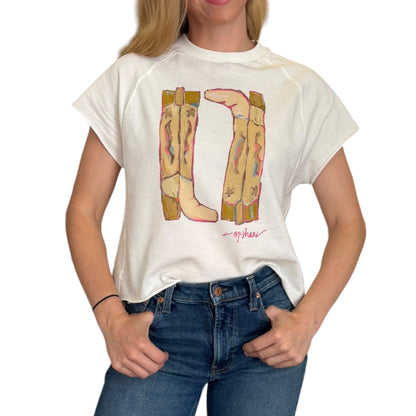 "Cowgirl Up Golds" Cowboy Boots Edgy-Short Sleeve Shirt