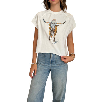 "Longhorn Charm" Edgy-Short Sleeve Shirt