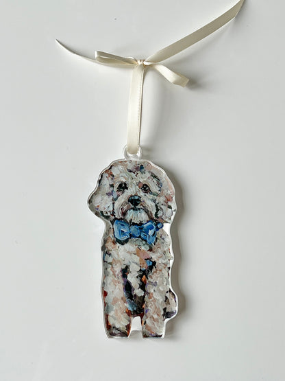 Cavapoo Light with blue bow (Ornament)