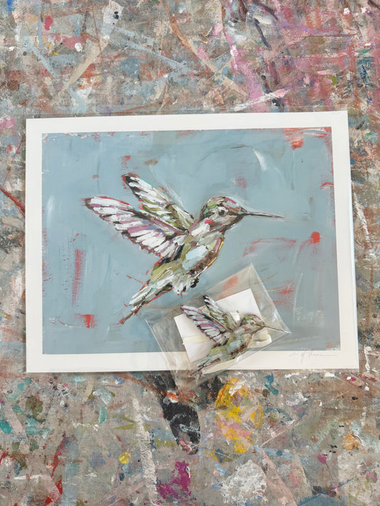 "Hummingbird" hand signed paper print + ornament