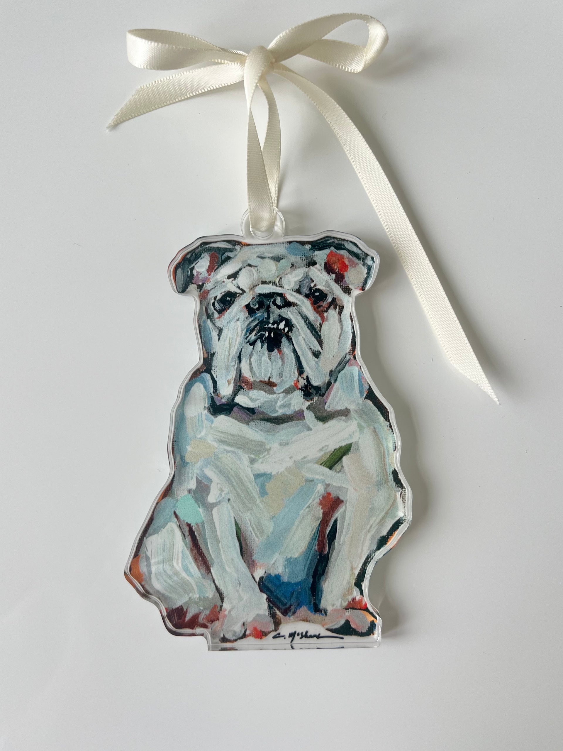 アンティーク雑貨 Vintage Bulldog Ornament AtLast&Co. Bulldog White Acrylic Ornament – Chelsea McShane Art