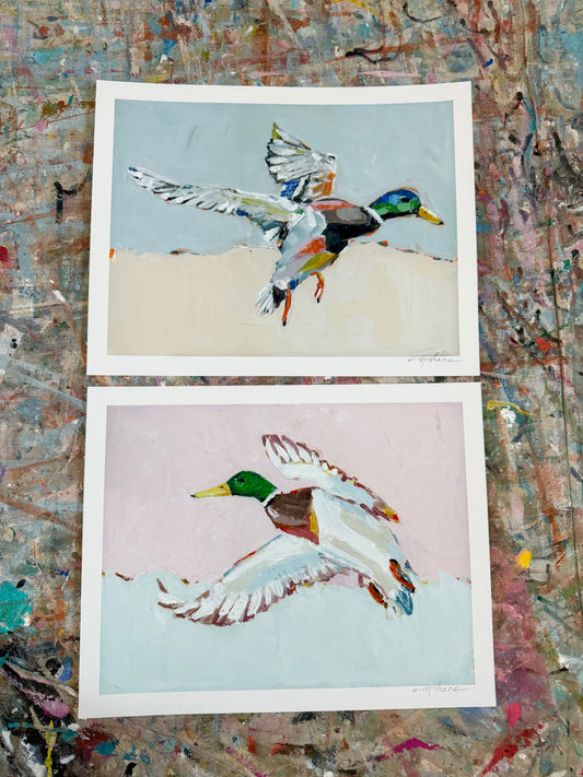 Mallards 14X11 hand signed paper prints (set of 2)