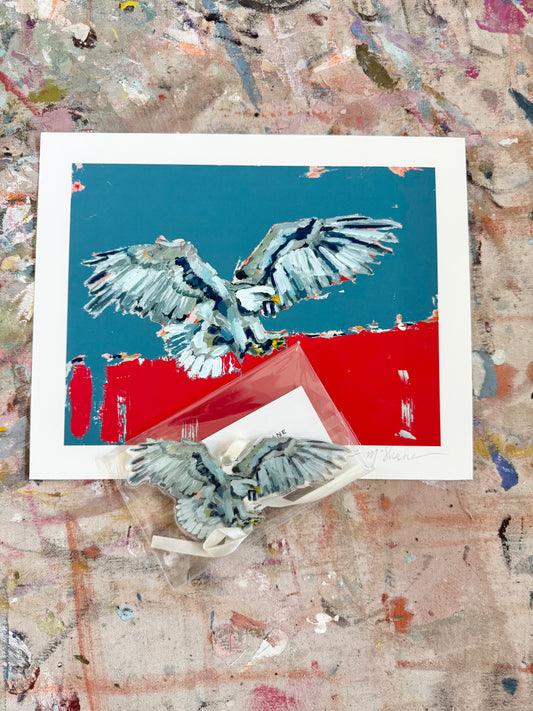 Eagle 10X8 hand signed paper print + eagle ornament